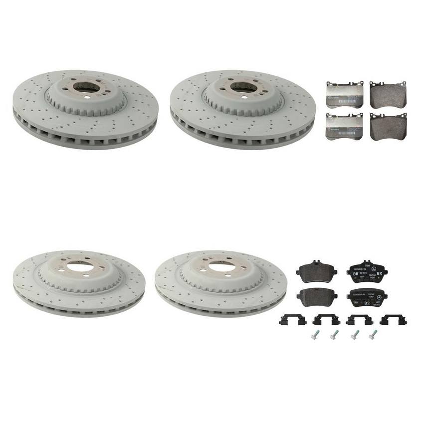 Mercedes Disc Brake Pad and Rotor Kit - Front and Rear (370mm/340mm) 222420067228